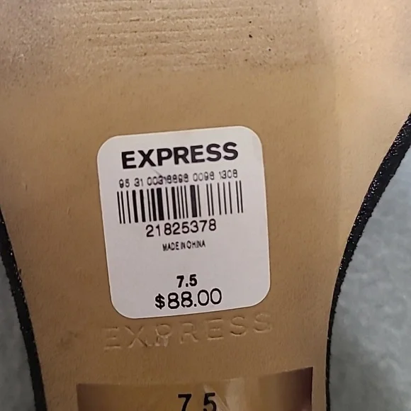 EXPRESS Women's Black Rhinestone Strappy 4 inch Open Toe Heels - Size 7.5 - Picture 11 of 12